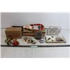 Image 1 : Vintage Christmas Assortment (Place Holders, Candle Holder (Pewter), Tray, Bell, Mugs, Wine Charms, 