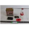 Image 1 : Coca-Cola Pharmacy Tin & Assorted Advertising Collectibles, Small Bottle Lotto Belt Buckle