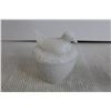 Image 4 : Milk Glass Bird on Nest, Brass Swan Candy Dish, Carved Bird
