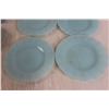 Image 5 : Blue Delphite Fire King Serving Tray and Mug, (4) Blue Azure Pyrex Dessert Plates (Crown Design)