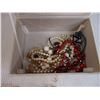 Image 4 : Fabric Flower Jewelry Box Includes 5 Earring/Necklace Sets and Assorted Vintage Jewelry