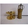 Image 3 : (6) Pieces of Vintage Brass-Hanging Light, Bottle Stopper, Goblet, Jug, Vase, Pillar Candle Holder