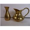Image 4 : (6) Pieces of Vintage Brass-Hanging Light, Bottle Stopper, Goblet, Jug, Vase, Pillar Candle Holder