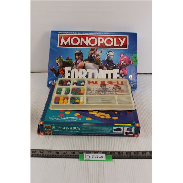 Fortnite Monopoly, Super 4 in a Row, Kugelin Building Toy