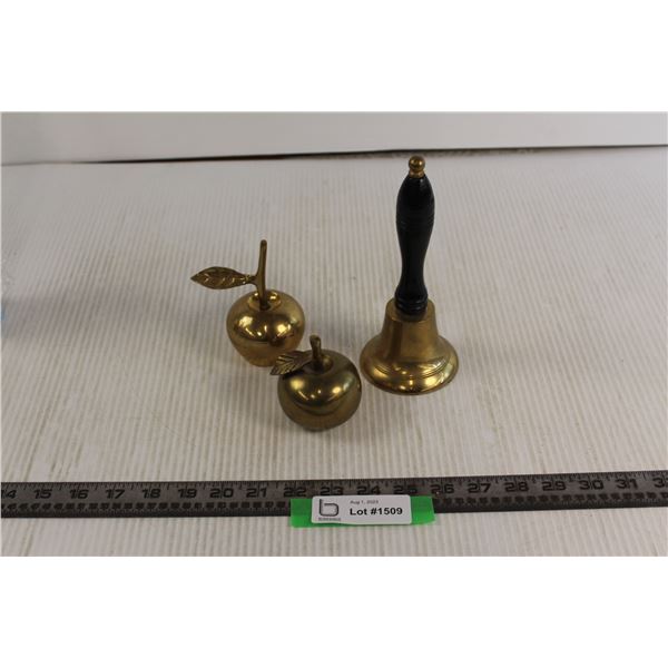 (2) Brass Apples, School Bell