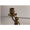 Image 2 : Chalkware Cherub, Mini Vase, (2) Brass Cherub Candlesticks