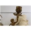 Image 4 : Chalkware Cherub, Mini Vase, (2) Brass Cherub Candlesticks