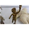 Image 5 : Chalkware Cherub, Mini Vase, (2) Brass Cherub Candlesticks