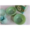 Image 2 : Jadeite Pitcher and Bowl, (2) Jadeite Fire King Bowls