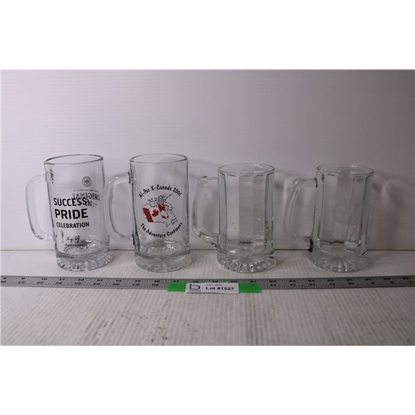 (4) Glass Beer Steins