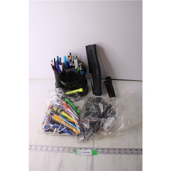 Office Supplies - Pens, Clips, Desk Organizer