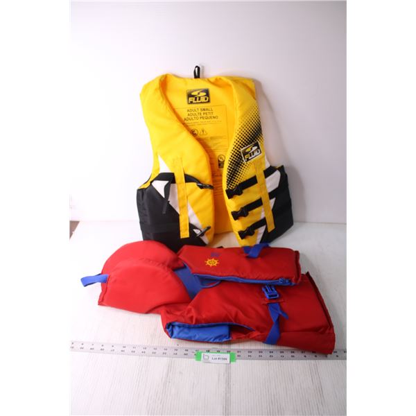 (2) Life Jackets - Adult Small and Kids