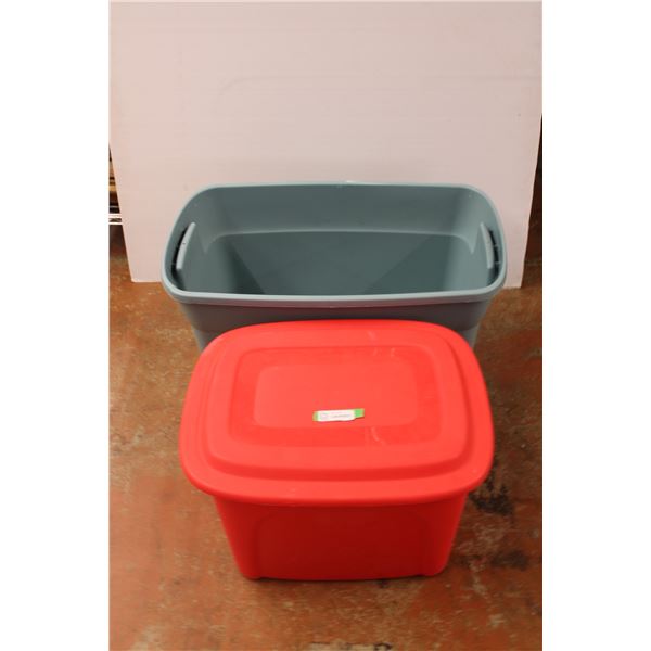 *(2) Plastic Tubs (Only One Has Lid)