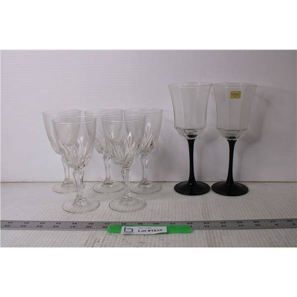 (7) Crystal Stemmed Glasses