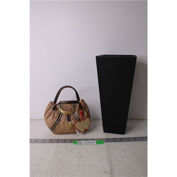 Faux Leather Tall Vase and Purse Coin Bank