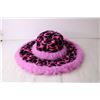 Image 2 : Pink Fuzzy Patterned Adjustable Hat- Adult Size