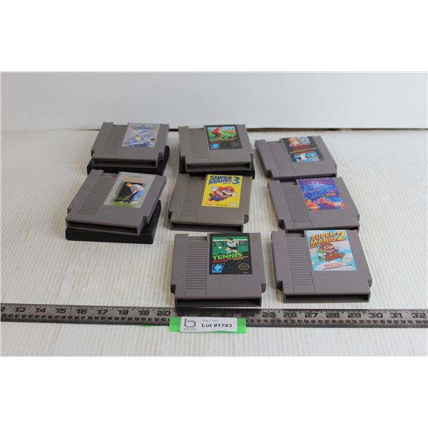 (8) NES Cartridges (Super Mario Bros. 2 and 3, Super Mario Bros. & Duck Hunt, Top Gun) (3 Have Cases