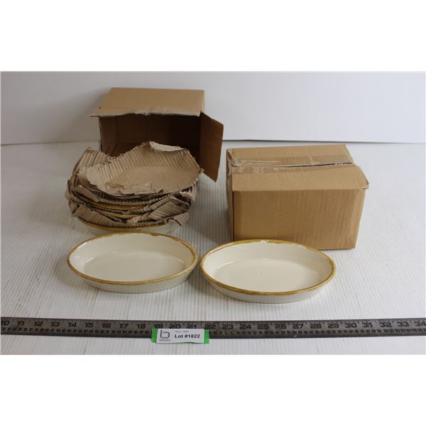 (12) Terrastone Oval Baker Plates (8 1/4" x 5 1/8", 13 1/2 oz) (6 Opened, 6 Unopened)