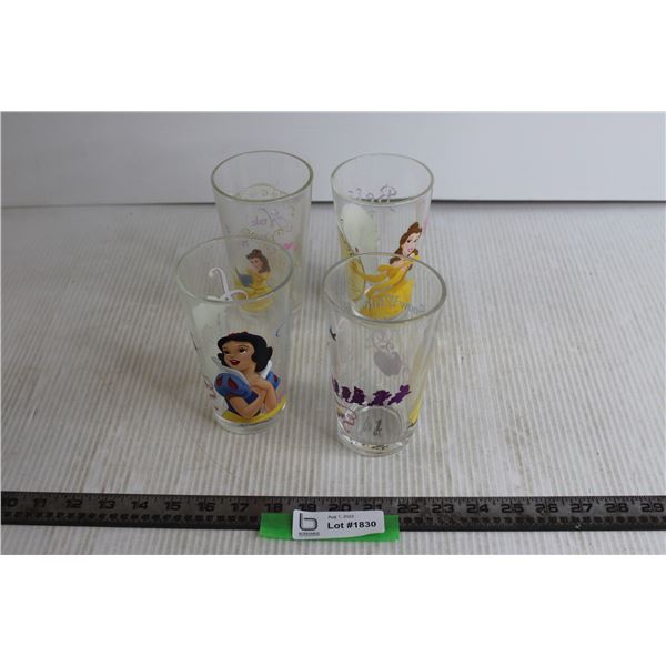 (2) Disney Princesses Snow White Drinking Glasses, (2) Beauty and the Beast Drinking Glasses