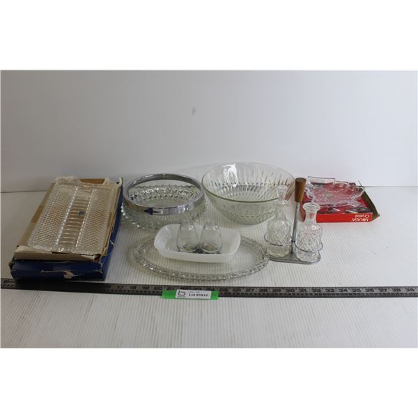 Misc. Glass Kitchenware (Bowls, Salad Dressing Bottles, Salt and Pepper Shakers)