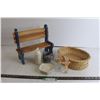 Image 1 : Small Bench, Basket, Soap Container and Dish, Misc.