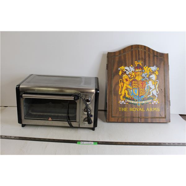 The Royal Arms Cabinet with Dart Board, Toaster Oven with Pans (Working)