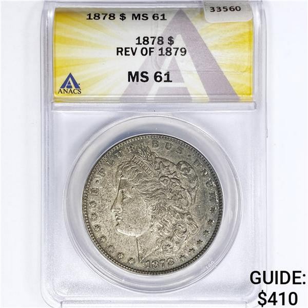 1878 7TF Rev 79 Morgan Silver Dollar ANACS MS61