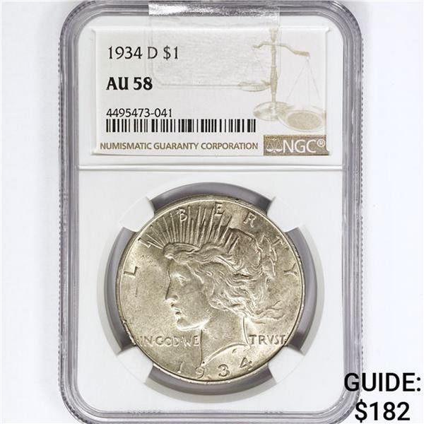 1934-D Silver Peace Dollar NGC AU58