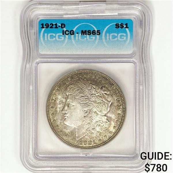 1921-D Morgan Silver Dollar ICG MS65