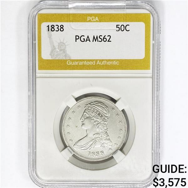 1838 Capped Bust Half Dollar PGA MS62