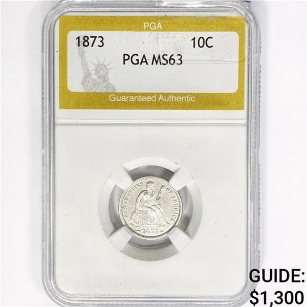 1873 Seated Liberty Dime PGA MS63
