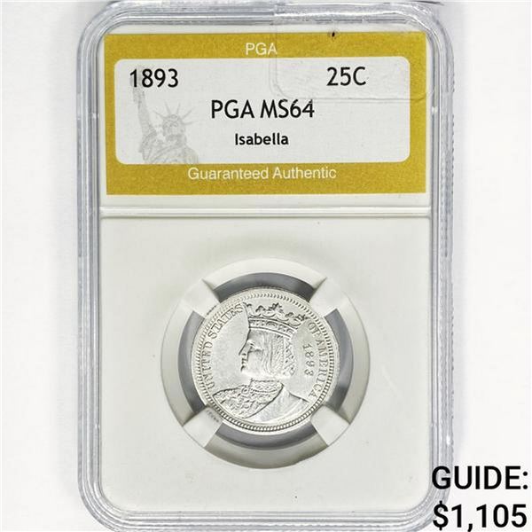 1893 Isabella Silver Quarter PGA MS64