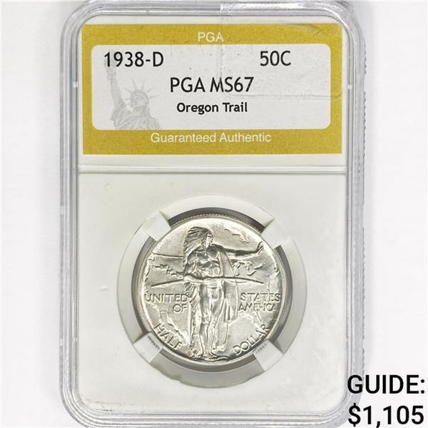 1938-D Oregon Trail Half Dollar PGA MS67