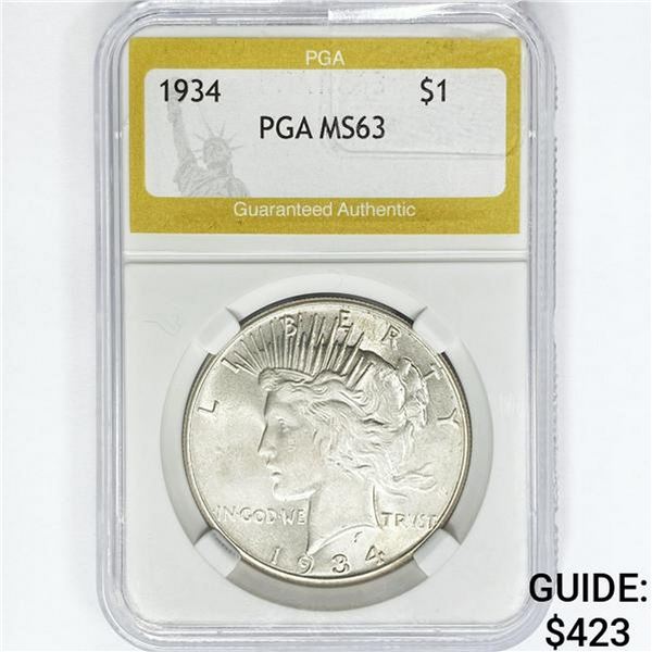 1934 Silver Peace Dollar PGA MS63