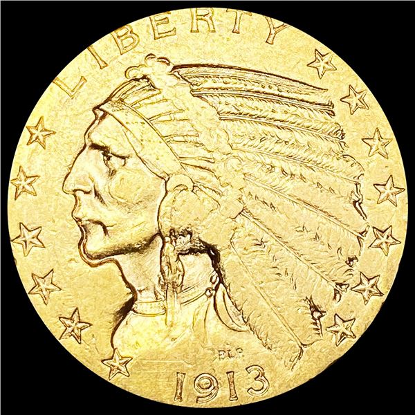 1913 $5 Gold Half Eagle NEARLY UNCIRCULATED