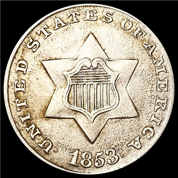 1853 Silver Three Cent CLOSELY UNCIRCULATED