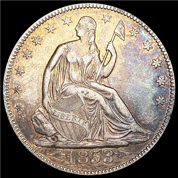 1853 Arws & Rays Seated Liberty Half Dollar CLOSEL