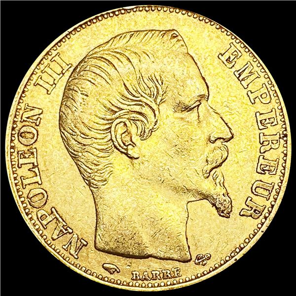 1855-A France .1867oz Gold 20 Francs NEARLY UNCIRC