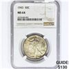 Image 1 : 1943 Walking Liberty Half Dollar NGC MS64