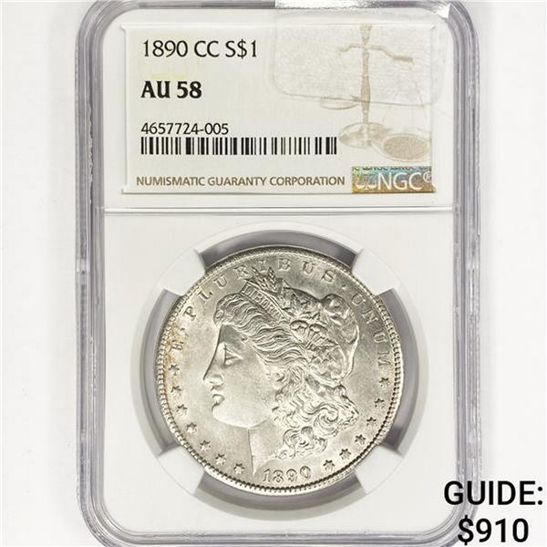 1890-CC Morgan Silver Dollar NGC AU58
