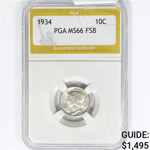 1934 Mercury Silver Dime PGA MS66 FSB
