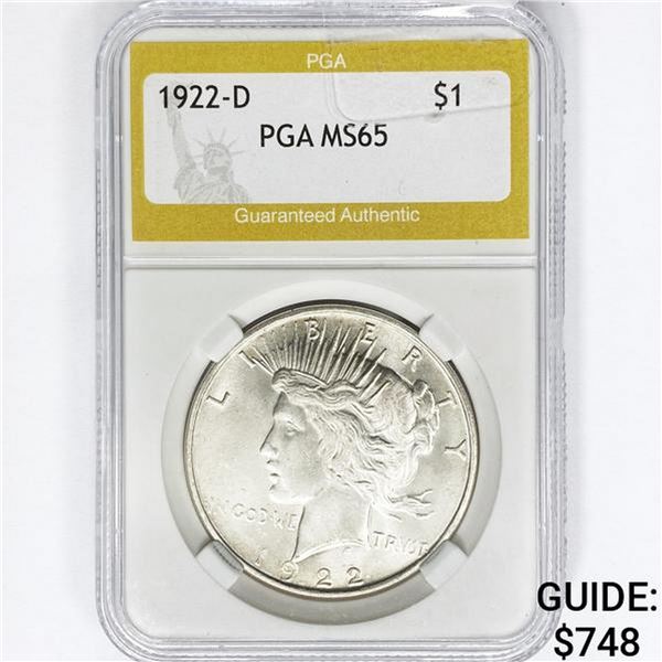 1922-D Silver Peace Dollar PGA MS65