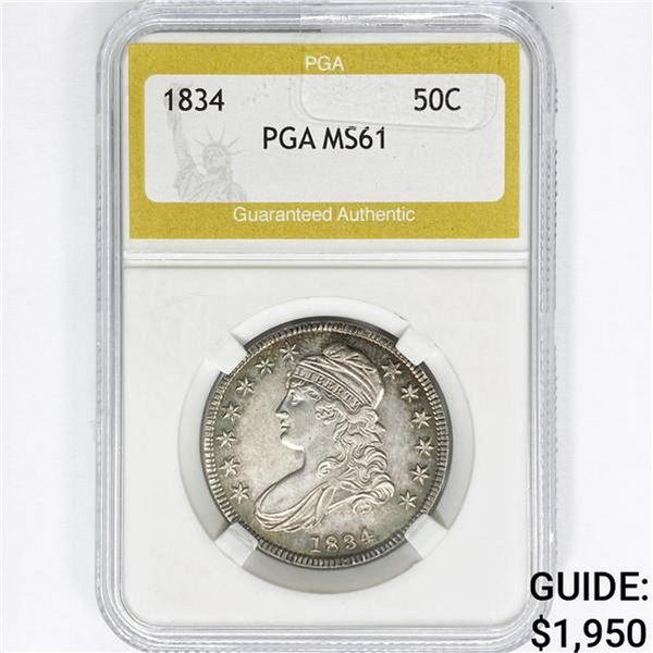 1834 Capped Bust Half Dollar PGA MS61