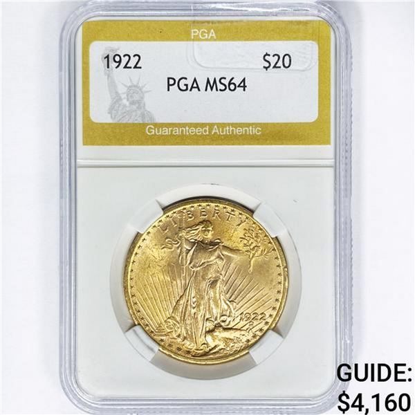 1922 $20 Gold Double Eagle PGA MS64