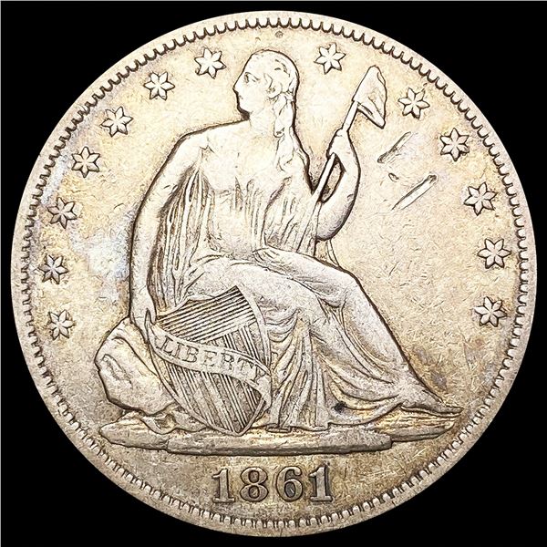 1861 Seated Liberty Half Dollar ABOUT UNCIRCULATED