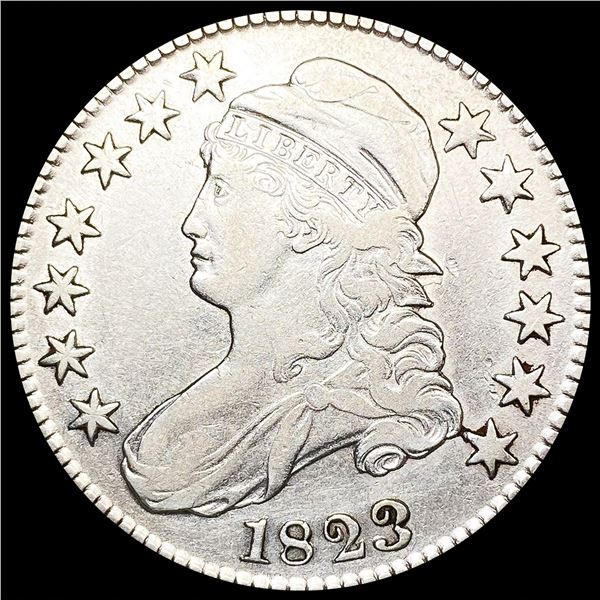 1823 Broken 5 Capped Bust Half Dollar CLOSELY UNCI