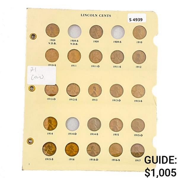 1909-1935 Wheat Cent Albums (71 Coins)