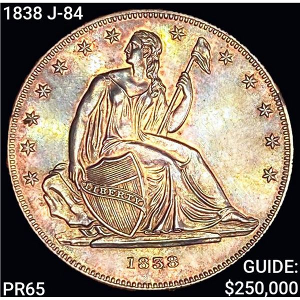 1838 J-84 Gobrecht Seated Dollar GEM PROOF
