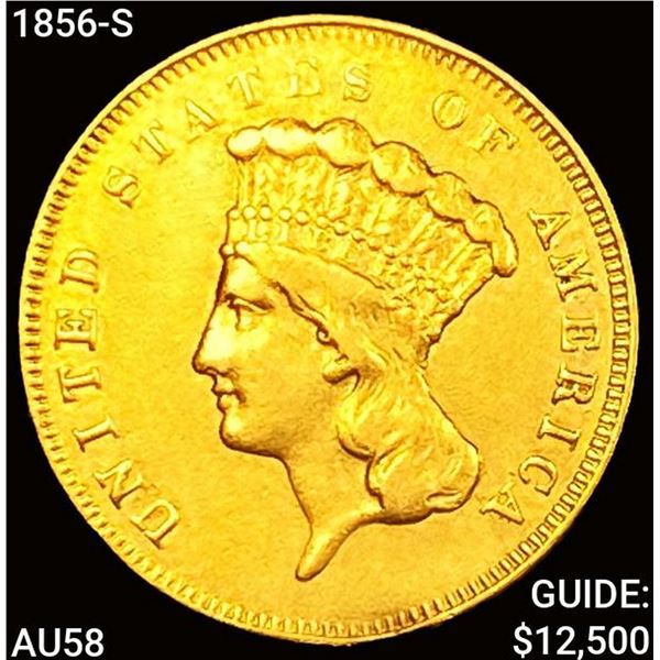 1856-S $3 Gold Piece CLOSELY UNCIRCULATED