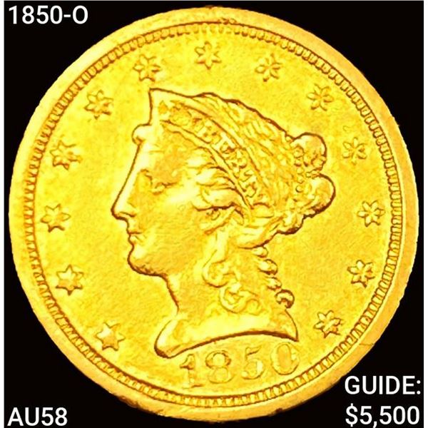 1850-O $2.50 Gold Quarter Eagle CLOSELY UNCIRCULAT